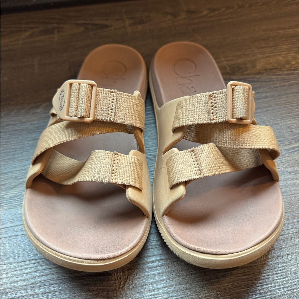 Chaco Beige Double Strap Slides